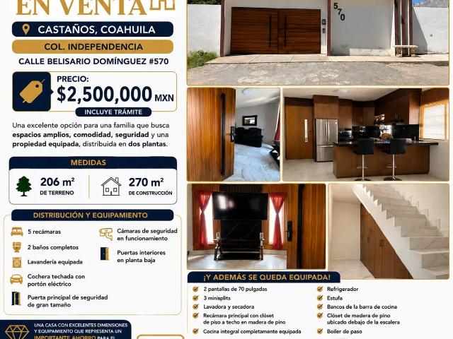 Casa en venta en Castaños, Coahuila