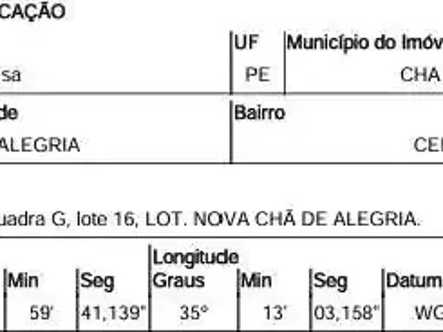 Casa venda em Região Geográfica Imediata de Vitória de Santo Antão, Chá de Alegria