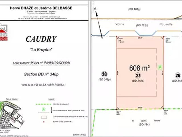 Terrain vente à Cambrai, Caudry