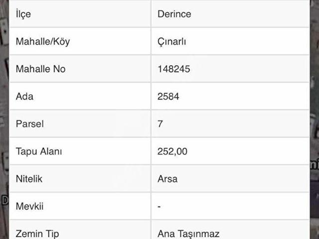 Derince, Kocaeli içerisinde satılık Arsa