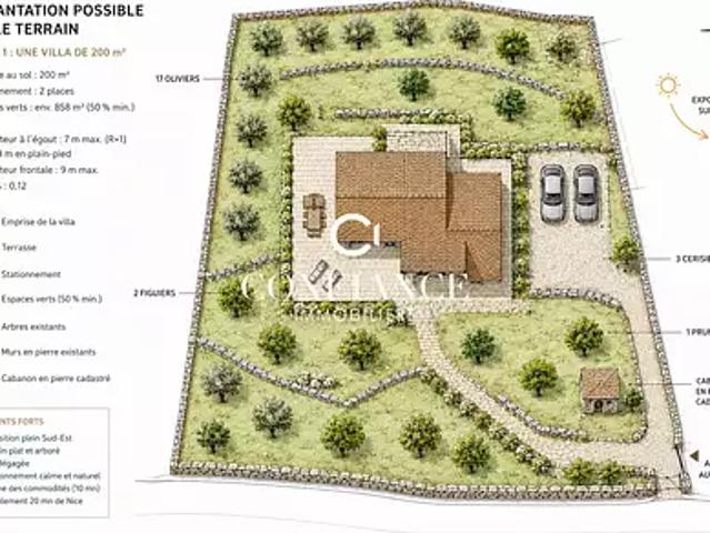 Terrain vente à Nice, Châteauneuf-villevieille