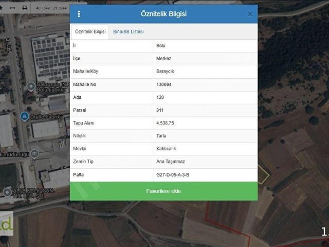 Bolu Merkez, Bolu içerisinde satılık Arsa