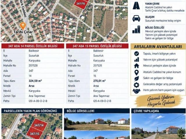 Karşıyaka, Susurluk içerisinde satılık Arsa