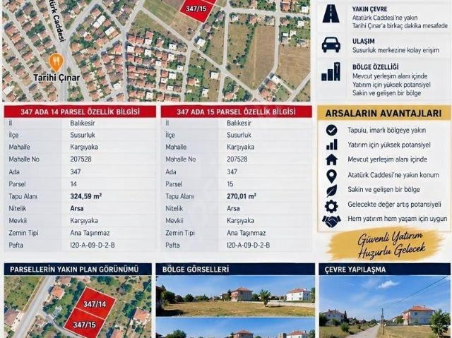 Karşıyaka, Susurluk içerisinde satılık Arsa