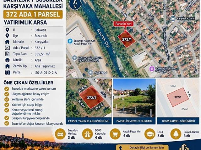 Karşıyaka, Susurluk içerisinde satılık Arsa