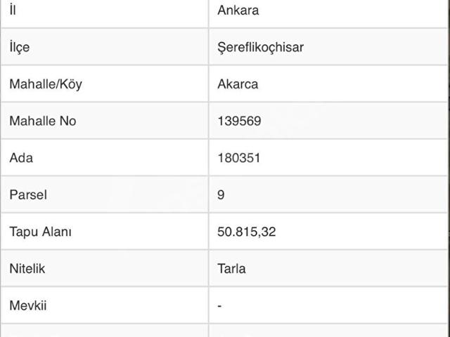 Şereflikoçhisar, Ankara içerisinde satılık Arsa