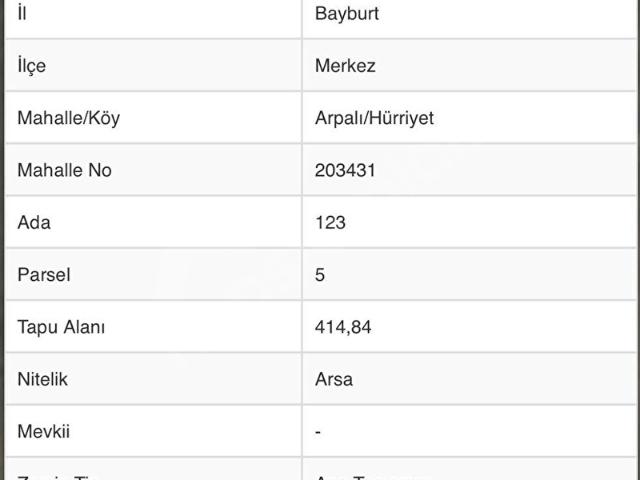 Bayburt Merkez, Bayburt içerisinde satılık Arsa