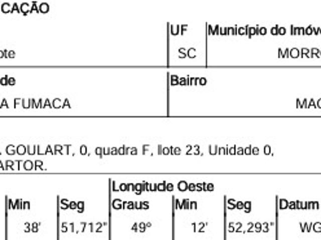 Terreno venda em Região Geográfica Imediata de Criciúma, Morro da Fumaça