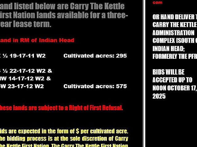 Land for sale in Saskatchewan