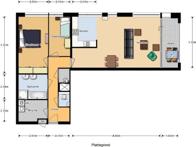 Appartement te huur in De Volgerlanden, Hendrik-ido-ambacht