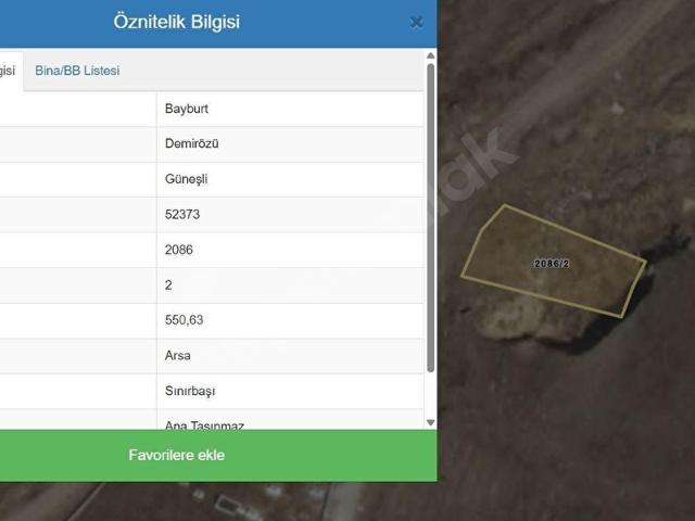 Bayburt içerisinde satılık Arsa