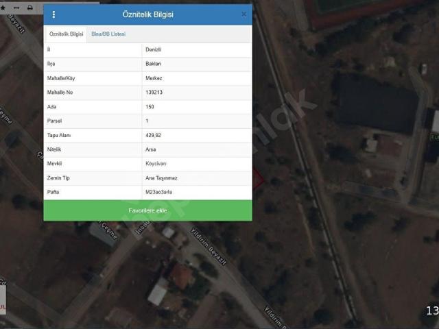Gürlük, Baklan içerisinde satılık Arsa