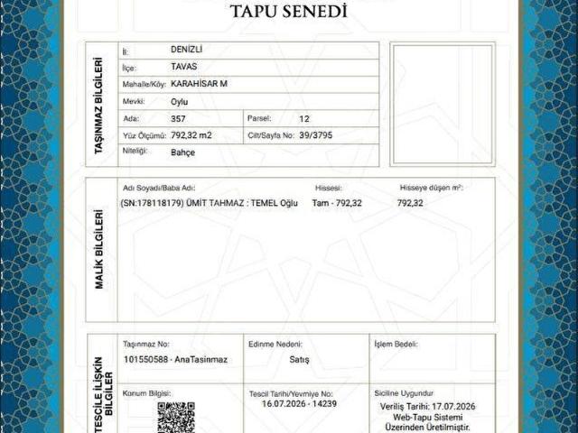Karahisar, Tavas içerisinde satılık mülk