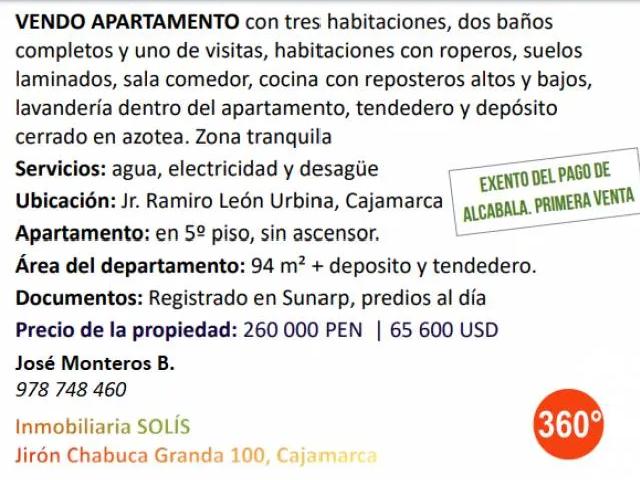 Departamento venta en Cajamarca