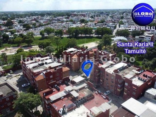 Departamento en venta, Santa Karla II, Tamulté, segundo piso, 2 recámaras, estacionamiento, 66 m2