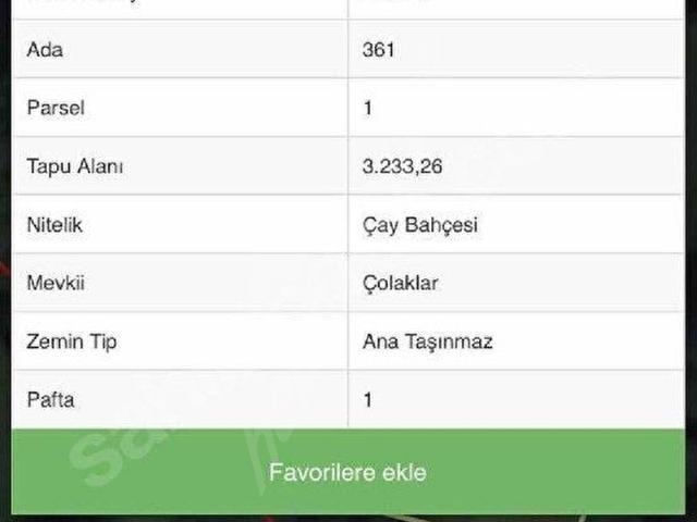 Derepazari, Rize içerisinde satılık Arsa