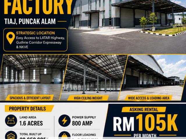 Warehouse for rent in Bandar Puncak Alam, Kuala Selangor