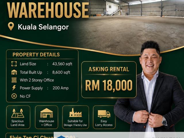 Warehouse for rent in Kuala Selangor, Selangor