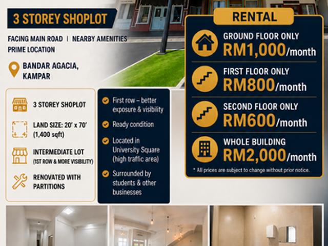 Shop for rent in Perak, Kampar