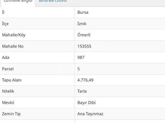 İznik, Bursa içerisinde satılık Arsa
