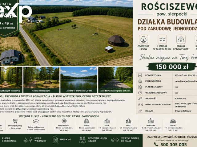 Grunt na sprzedaż w Rościszewo, powiat sierpecki