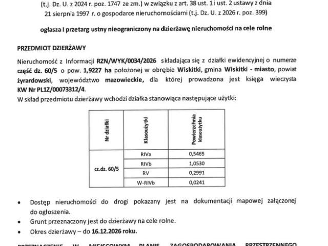 Grunt na sprzedaż w Wiskitki, Mazowieckie