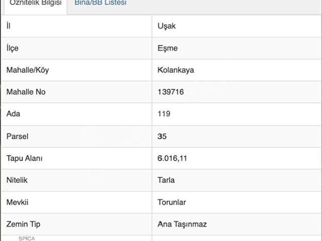 Eşme, Uşak içerisinde satılık Arsa