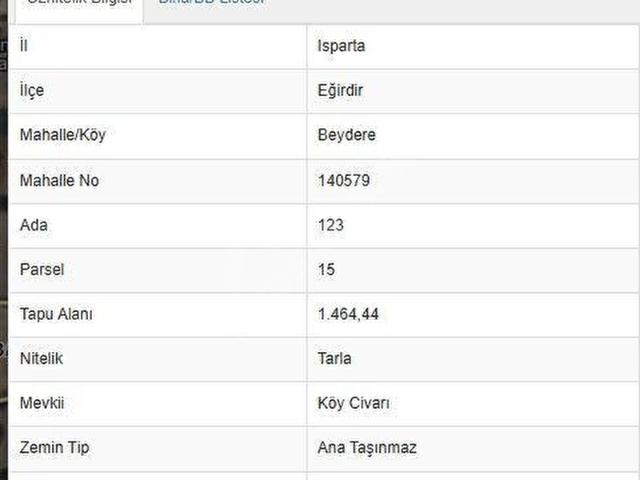 Beydere, Eğirdir içerisinde satılık Arsa
