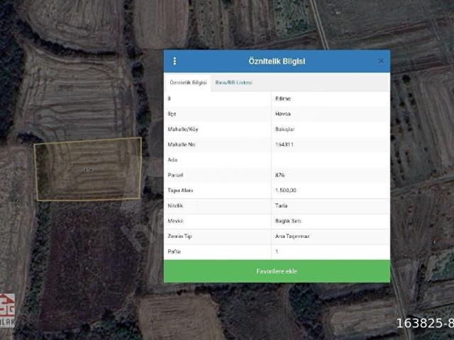 Çukur, Havsa içerisinde satılık Arsa