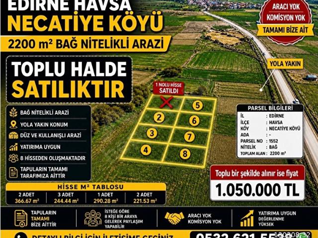 Havsa, Edirne içerisinde satılık Arsa