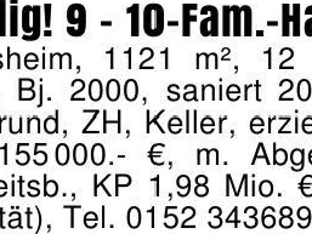 Mehrfamilienhaus kaufen in Crailsheim, Baden-Württemberg