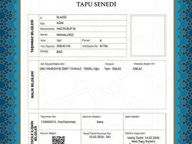Elaziğ içerisinde satılık Arsa