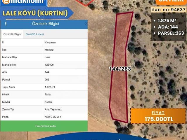 Nefise Sultan Mahallesi, Karaman Merkez içerisinde satılık Arsa