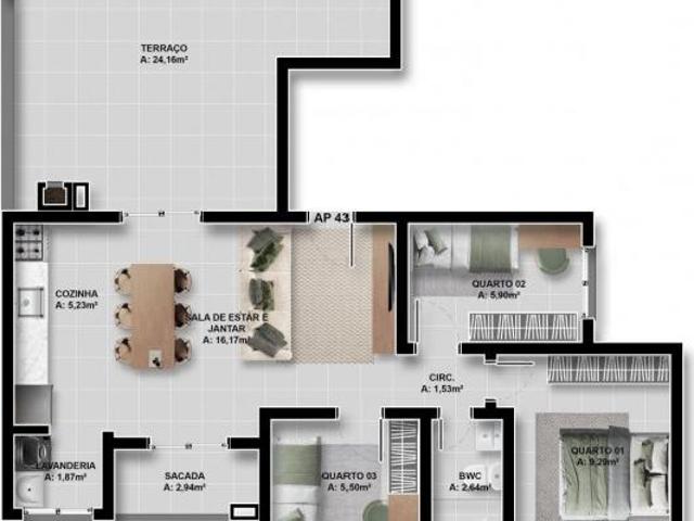 Apartamento venda em Parque da Fonte, São José dos Pinhais