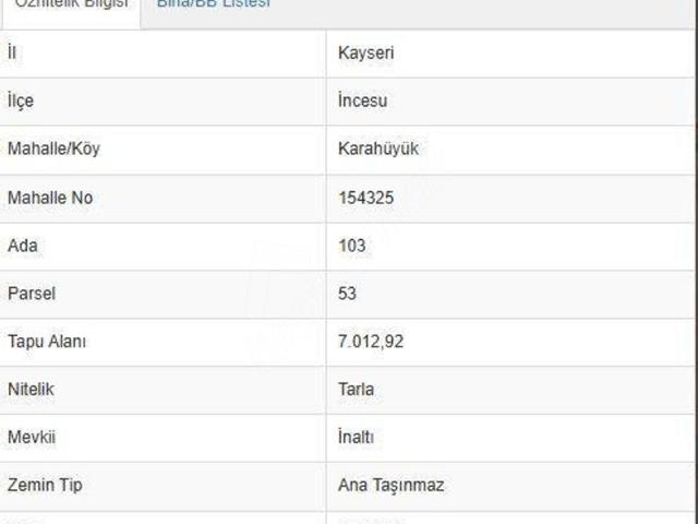 Küllü Mahallesi, İncesu içerisinde satılık Arsa