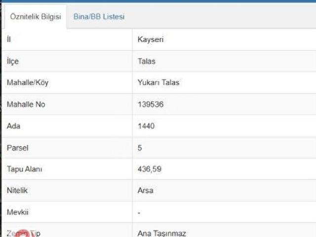 Talas, Kayseri içerisinde satılık Arsa