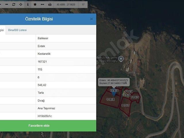 Çakıl Mahallesi, Erdek içerisinde satılık Arsa