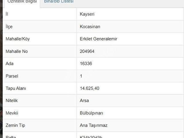 Kocasinan, Kayseri içerisinde satılık Arsa