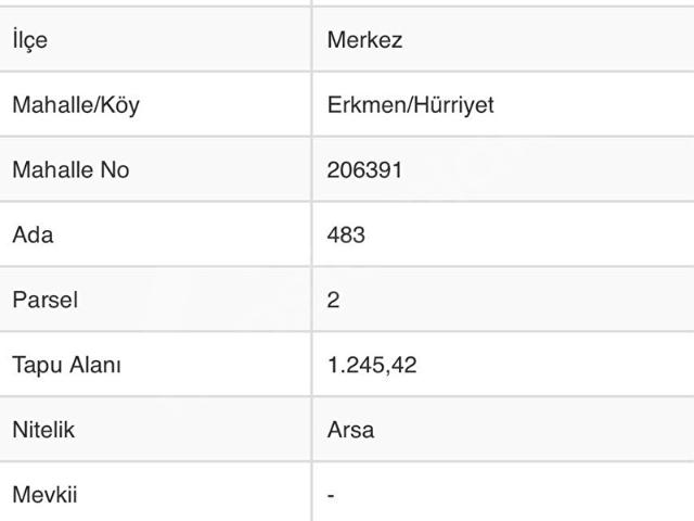 Erkmen, Afyonkarahisar Merkez içerisinde satılık Arsa