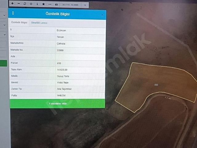 Tercan, Erzincan içerisinde satılık Arsa