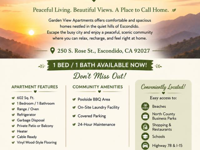 Apartment for rent in Escondido, California