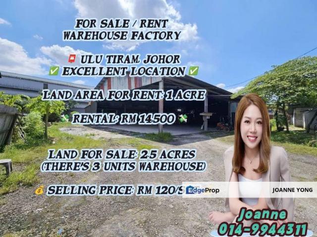 Warehouse for rent in Ulu Tiram, Johor