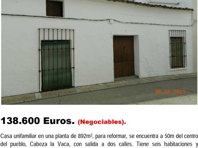 Terreno en venta en Cabeza La Vaca, Extremadura