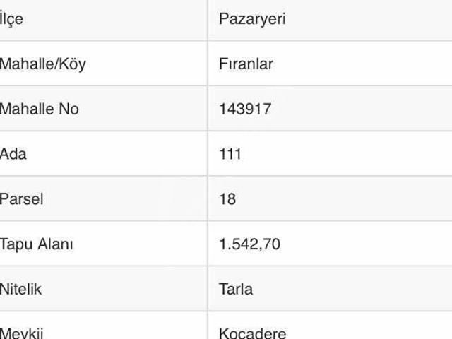 Pazaryeri, Bilecik içerisinde satılık Arsa