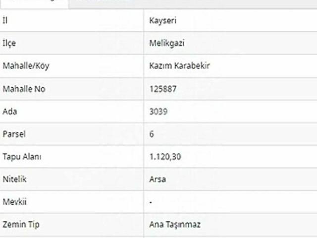 Melikgazi, Kayseri içerisinde satılık Arsa