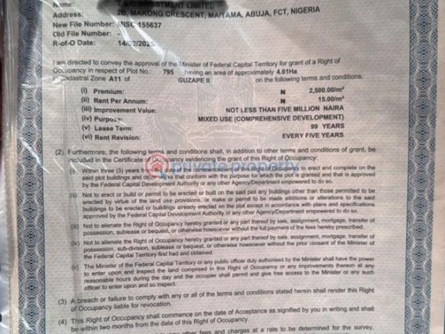 Land for sale in Abuja