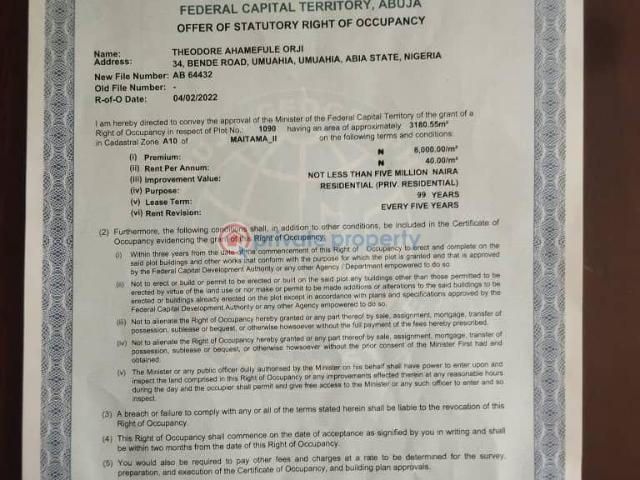 Land for sale in Abuja