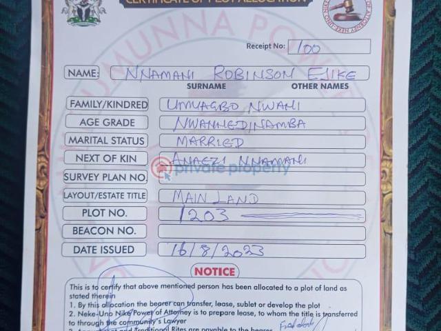 Land for sale in Enugu