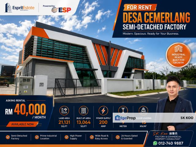 Warehouse for rent in Plentong, Johor