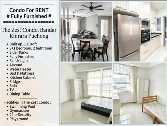 Condominium for rent in Bandar Kinrara, Majlis Bandaraya Subang Jaya